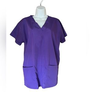 Royal purple/plum colored women’s cotton scrub top
